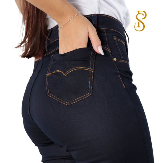 Calça Jeans Semi-Flare Feminina Marinho