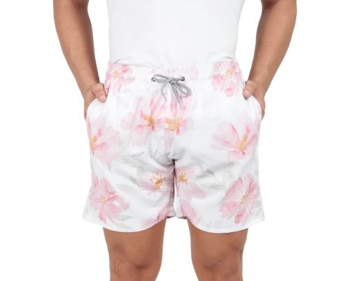 Short Praia Estampado Com Elastano